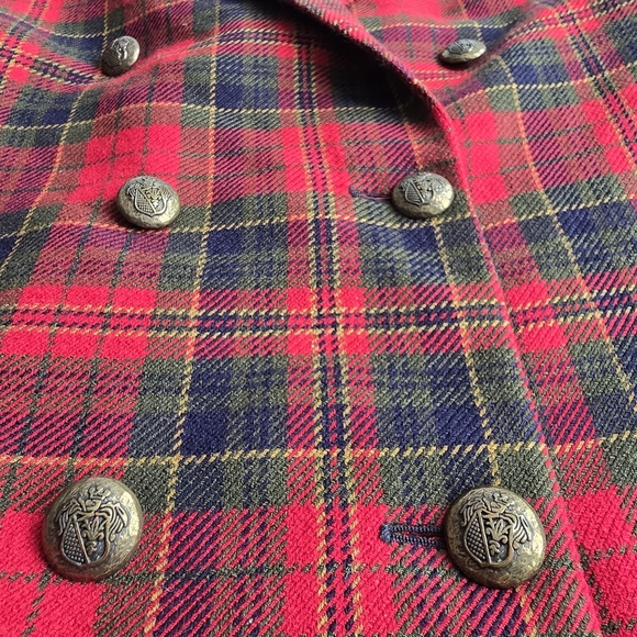 Vintage Tartan Scottish Plaid Double Breasted Blazer Preppy Academia Wool Blazer - Picture 5 of 16